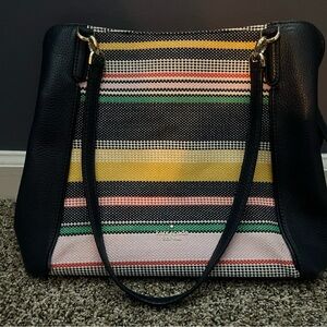 Kate Spade Multicolor Striped Tote with Black Accents